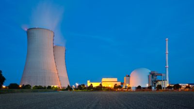 Nuclear Power Station At Night